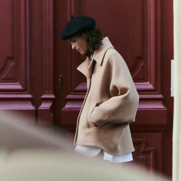 Zara black wool beret hat - Picture 4 of 5